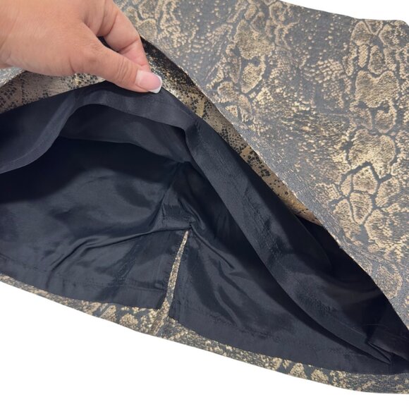 GIANNI BINI Snake Print Metallic Cotton-Blend Pencil Skirt Zip Closure Womens 12 - Picture 7 of 11